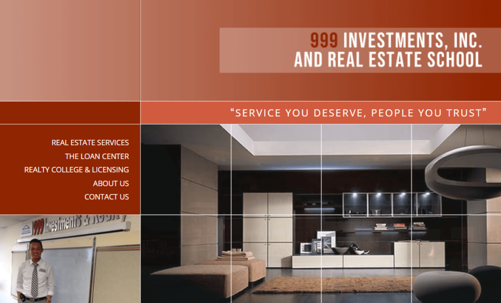 Homepage of 999 Investments Realty & Real Estate School / 999investments.com