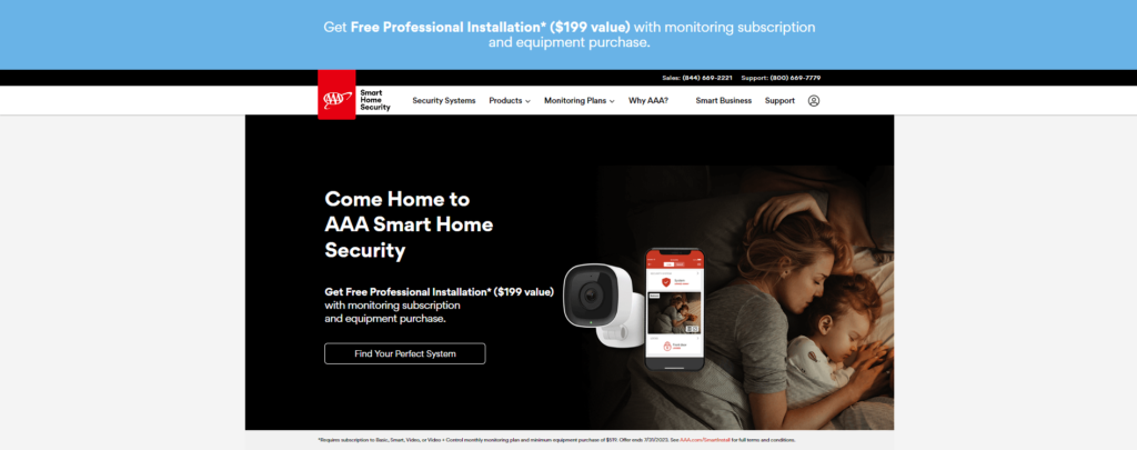 Homepage of A3 Smart Home Security / a3smarthome.com