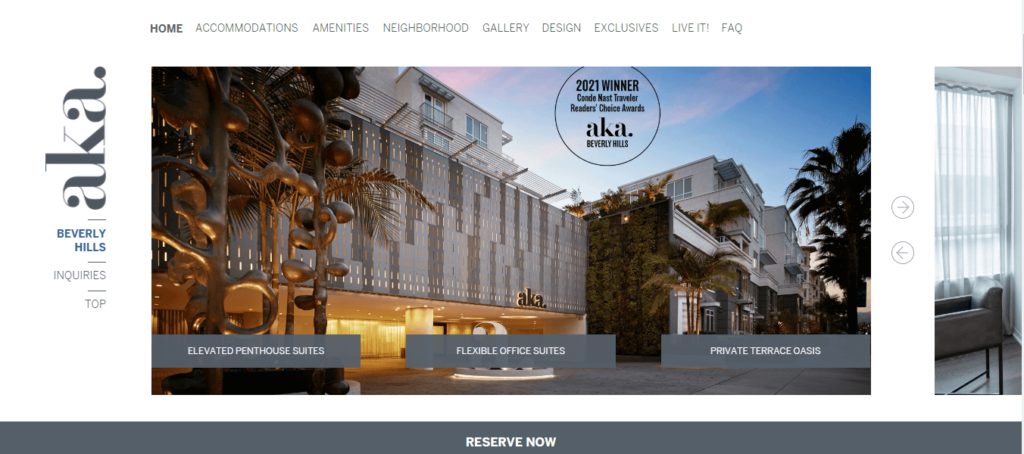 Homepage of AKA Beverly Hills /
Link: stayaka.com