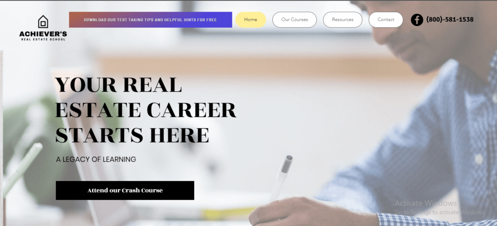 Homepage of Achiever's Real Estate School / achieversreschool.com