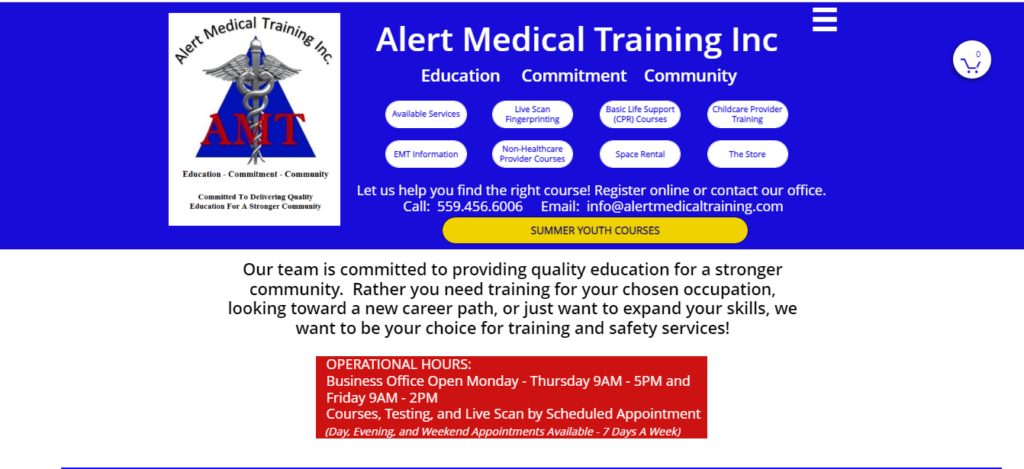 Homepage of Alert Medical Training, Inc /
Link: alertmedicaltraining.com