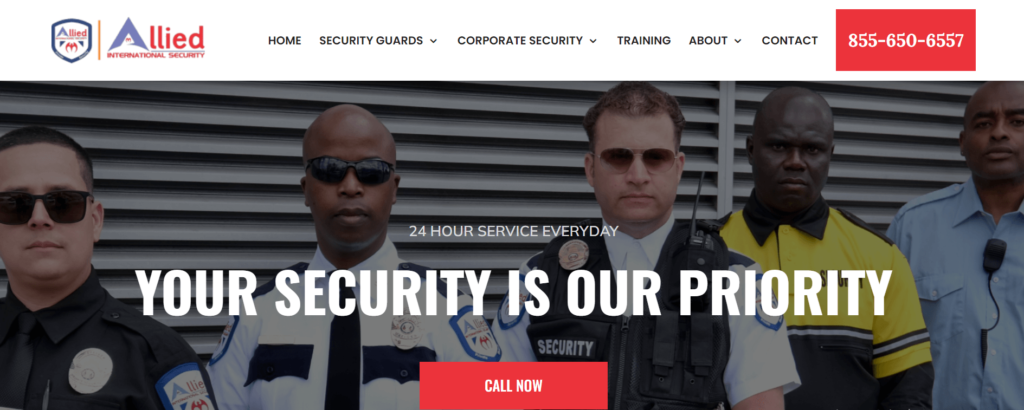 Homepage of Allied International Security Guards Company / alliedintsecurity.com