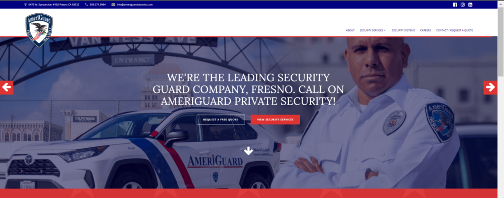 Homepage of AmeriGuard Security Services Inc. / ameriguardsecurity.com