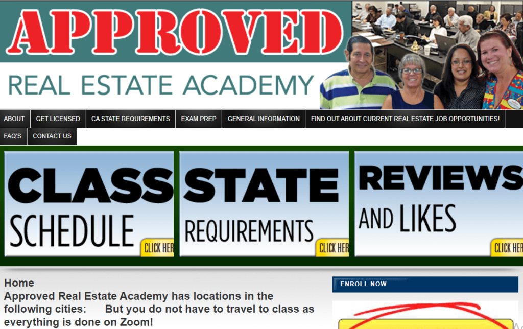 Homepage of Approved Real Estate Academy / approvedrealestateacademy.com