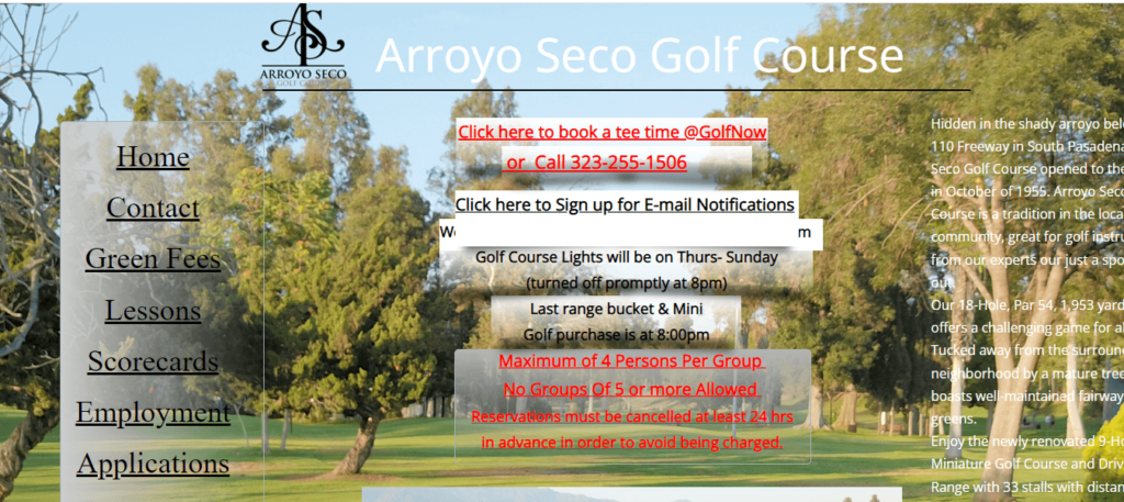 Homepage of Arroyo Seco Golf Course /
Link: arroyosecogc.com