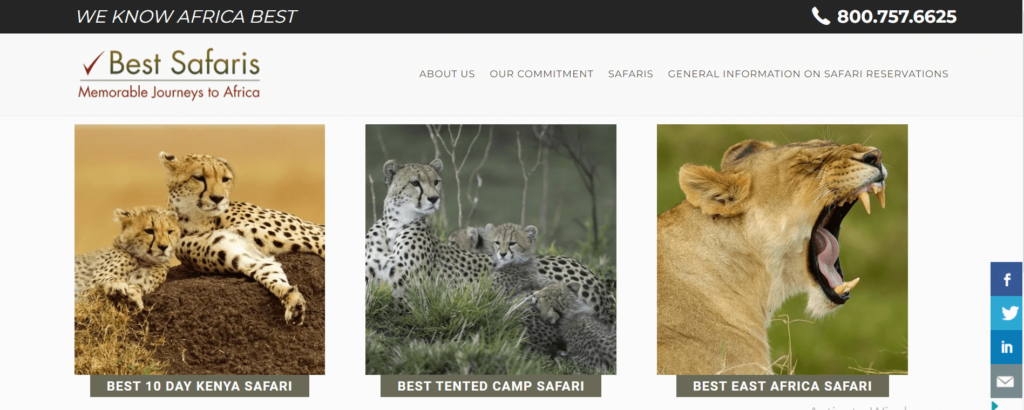 Homepage of Best Safaris / bestsafaris.com