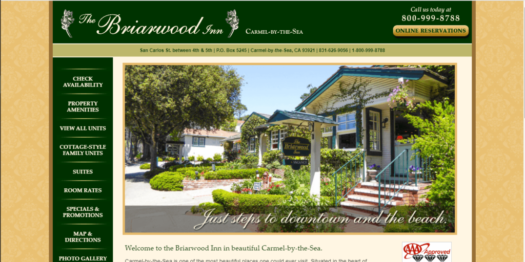Homepage of Briarwood Inn / https://www.briarwood-inn-carmel.com
