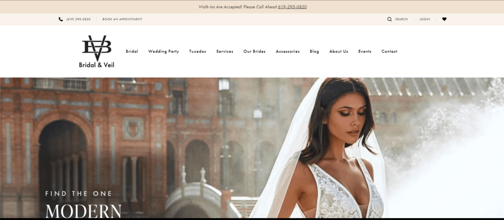 Homepage of Bridal & Veil / brideamerica.com