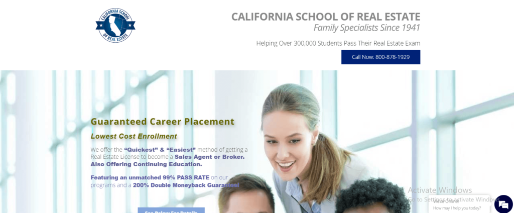Homepage of California School of Real Estate / easy2pass.com