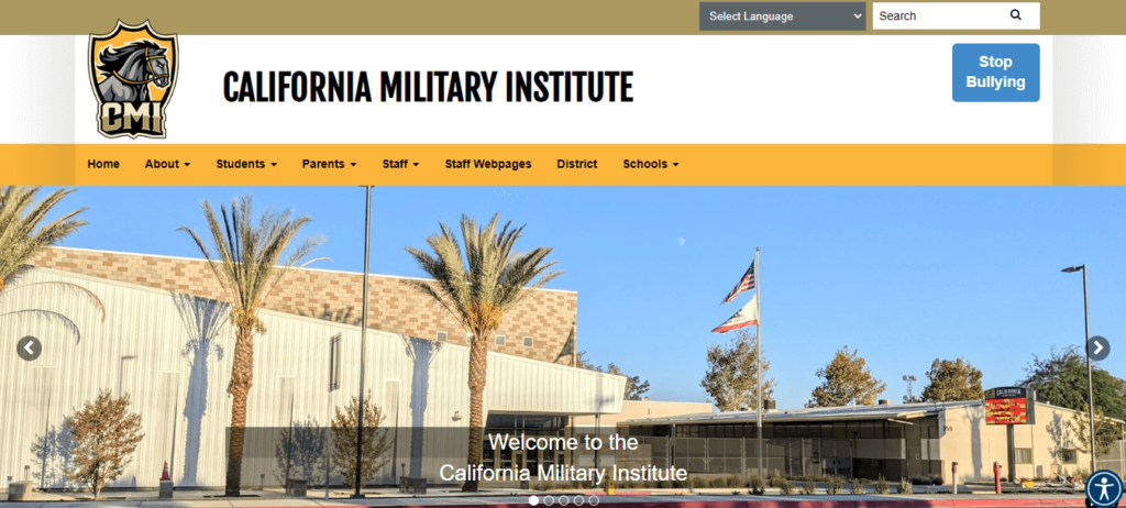 Homepage of California Military Institute /
Link: cmicharter.org 