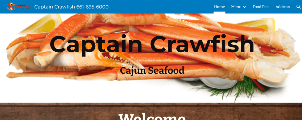 Homepage of Captain Crawfish Cajun Seafood Bakersfield / captaincrawfish.net