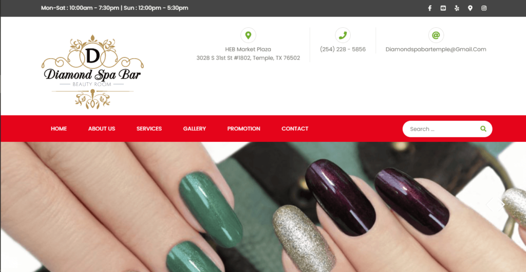 Homepage of Diamond Nails / http://diamondnailspa.net
