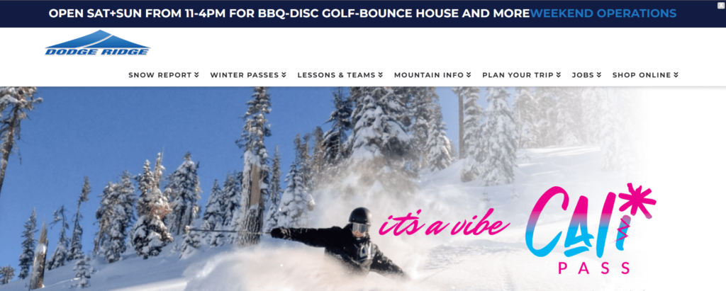 Homepage of Dodge Ridge Ski Resort / dodgeridge.com