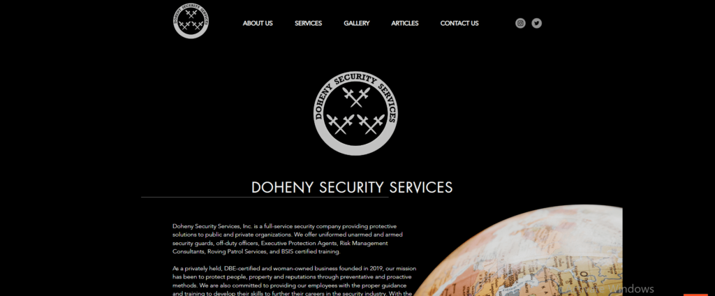 Homepage of  Doheny Security Services / dohenysecurityservices.com