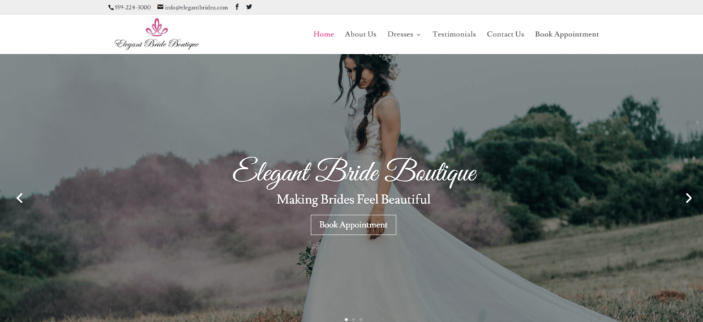 Homepage of Elegant Bride Boutique / elegantbridez.com 