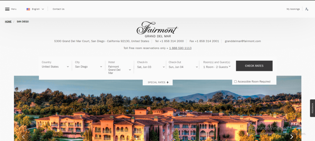 Homepage of Fairmont Grand Del Mar / fairmont.com