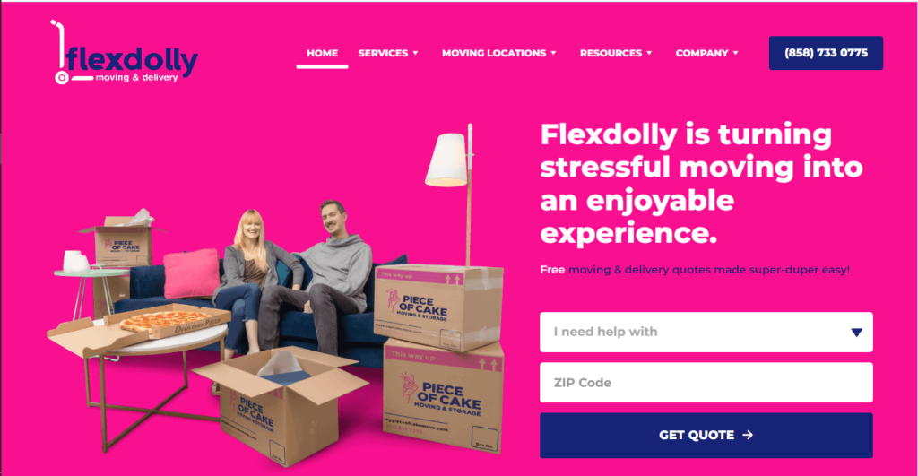 Homepage of Flexdolly Moving & Delivery - San Diego Moving Company / https://flexdolly.com
