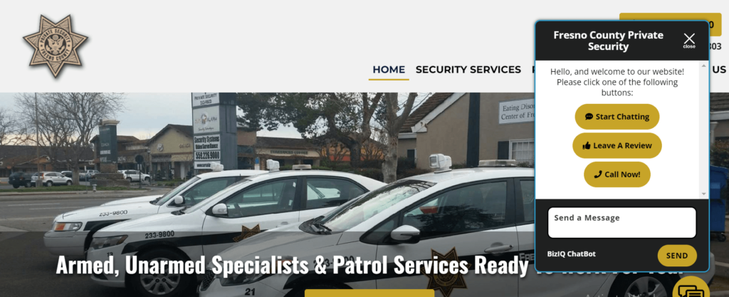 Homepage of Fresno County Private Security / fresnosecurity.us