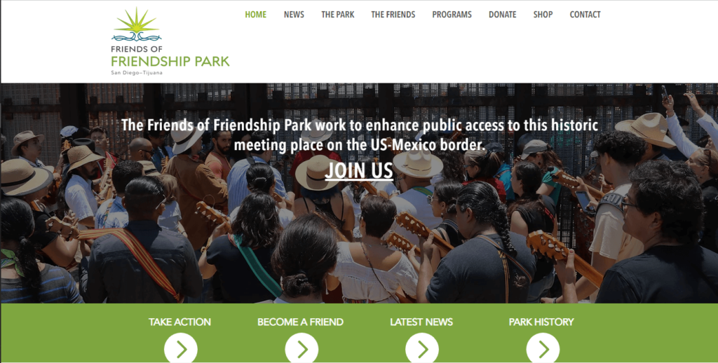 Homepage of Friendship Park / https://www.friendshippark.org
