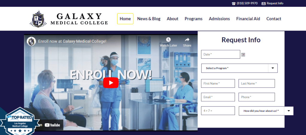 Homepage of Galaxy Medical College / Link: galaxymedicalcollege.edu