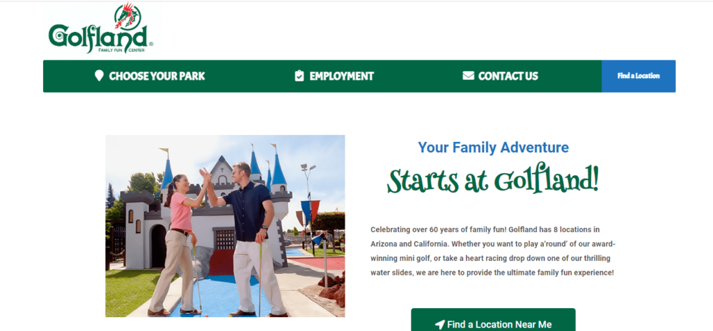 Homepage pf Golfland San Jose /
Link: golfland.com