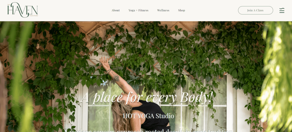 Homepage of Haven Yoga Class / thehavenyogastudio.com