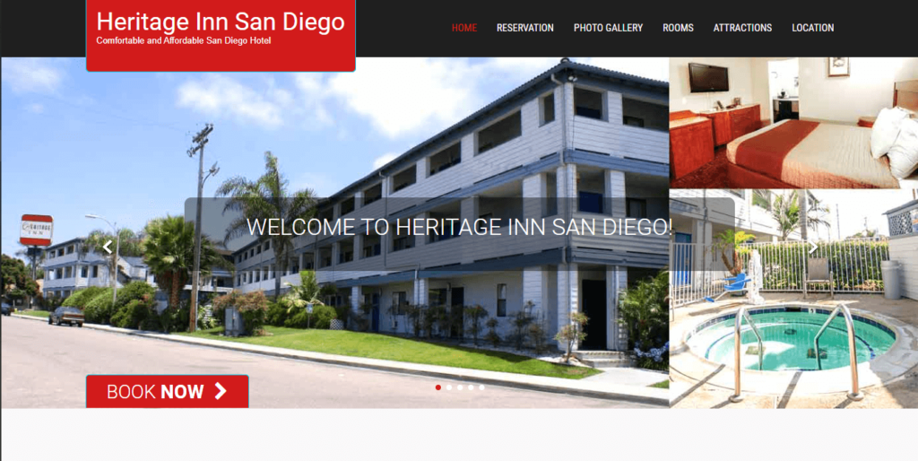 Homepage of Heritage Inn San Diego / http://www.heritageinnsandiego.com
