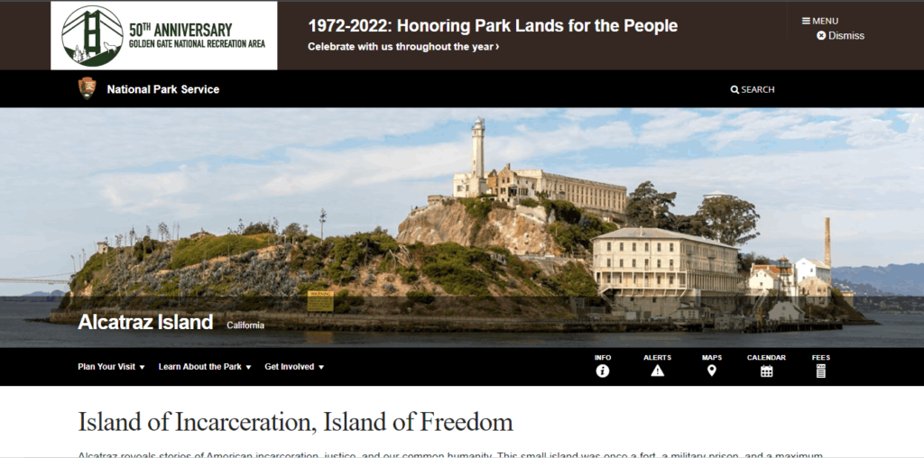Homepage Of Alcatraz Island / https://www.nps.gov/alca/index.htm
Link: https://www.nps.gov/alca/index.htm