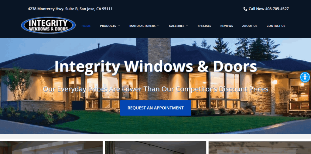 Homepage Of Integrity Windows & Doors / https://www.408windows.com/
Link: https://www.408windows.com/
