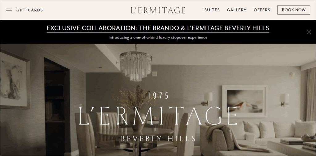 Homepage Of L'Ermitage Beverly Hills / https://www.lermitagebeverlyhills.com/
Link: https://www.lermitagebeverlyhills.com/