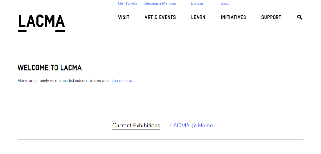 Homepage Of Los Angeles County Museum of Art / https://www.lacma.org/
Link: https://www.lacma.org/
