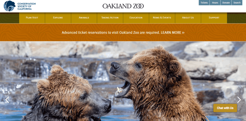 Homepage Of Oakland Zoo / https://www.oaklandzoo.org/
Link: https://www.oaklandzoo.org/