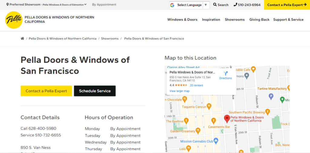 Homepage Of Pella Windows & Doors of Northern California / https://www.pellabranch.com/northern-california/showrooms/san-francisco/
Link: https://www.pellabranch.com/northern-california/showrooms/san-francisco/