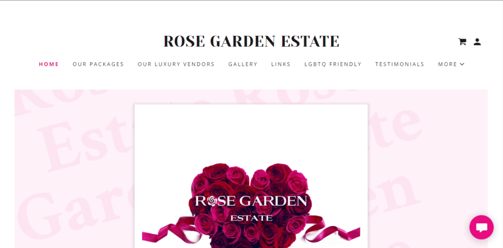 Homepage Of Rose Garden Estate Event Venue / https://rosegardenestate.com/
Link: https://rosegardenestate.com/