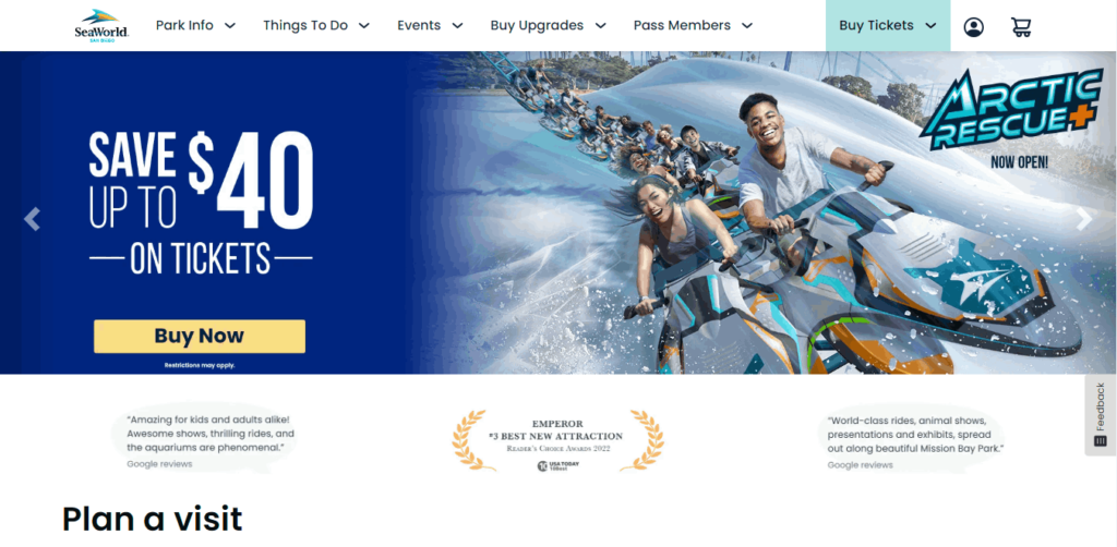 Homepage Of SeaWorld San Diego / https://seaworld.com/san-diego/?utm_source=google&utm_medium=organic&utm_campaign=gbp_listing
Link: https://seaworld.com/san-diego/?utm_source=google&utm_medium=organic&utm_campaign=gbp_listing
