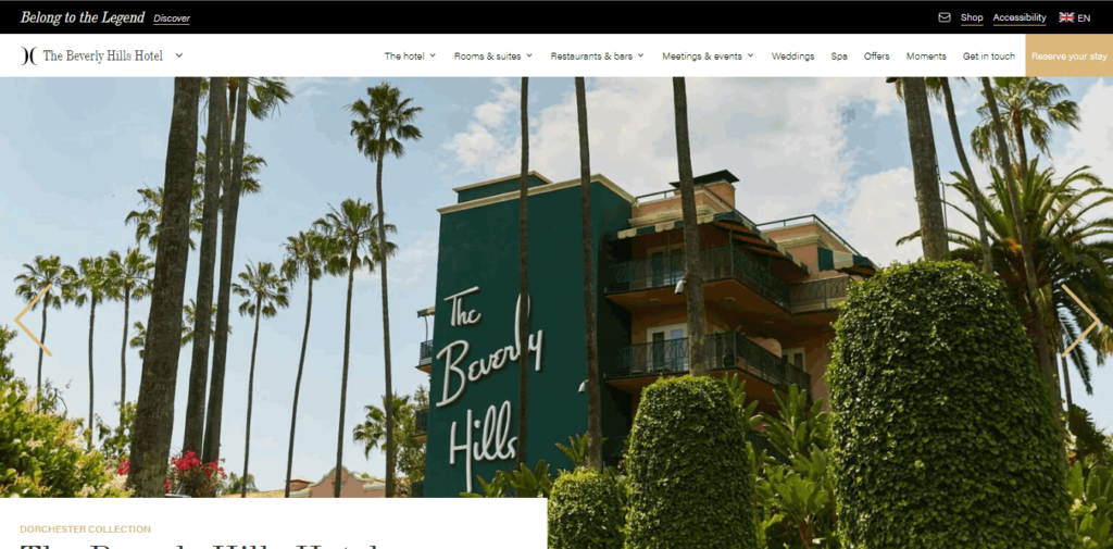Homepage Of The Beverly Hills Hotel / https://www.dorchestercollection.com/en/los-angeles/the-beverly-hills-hotel/
Link: https://www.dorchestercollection.com/en/los-angeles/the-beverly-hills-hotel/
