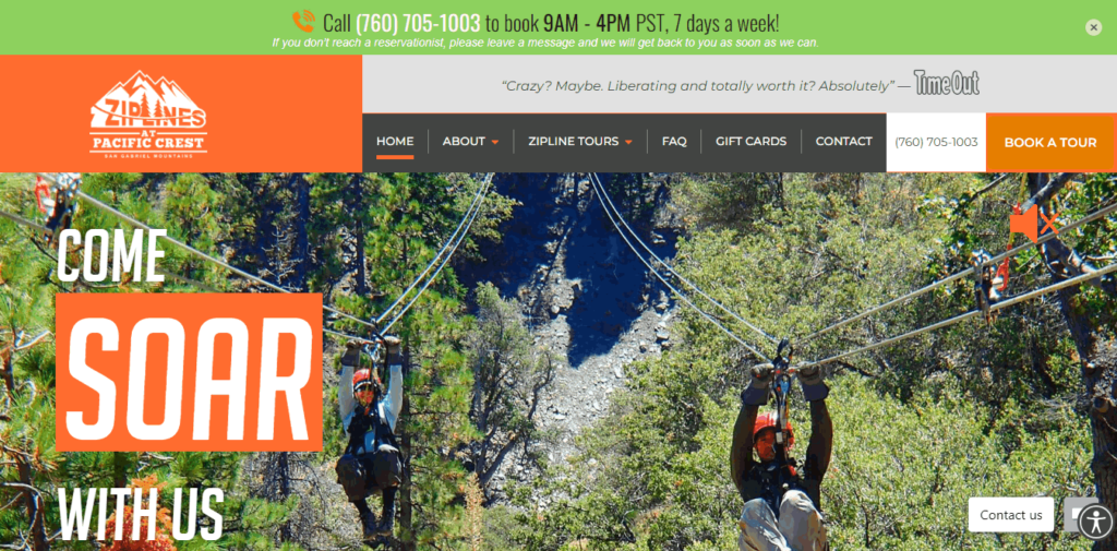 Homepage Of Zip Line at Pacific Crest / https://ziplinespc.com/
Link: https://ziplinespc.com/