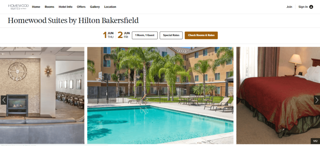 Homepage of Homewood Suites by Hilton Bakersfield /
Link: hilton.com