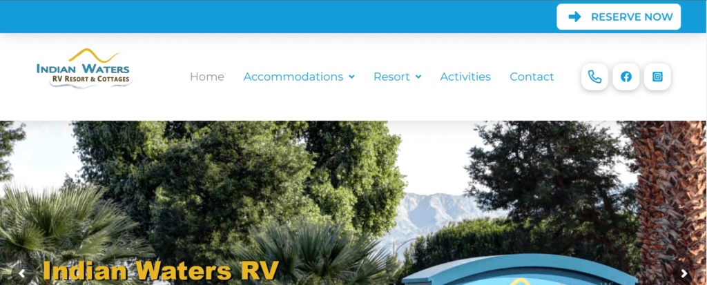 Homepage of Indian Waters RV Resort and Cottages / indianwatersrvresort.com