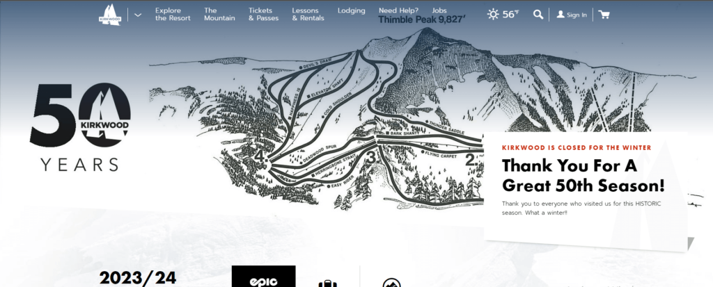 Homepage of Kirkwood Mountain Resort / kirkwood.com