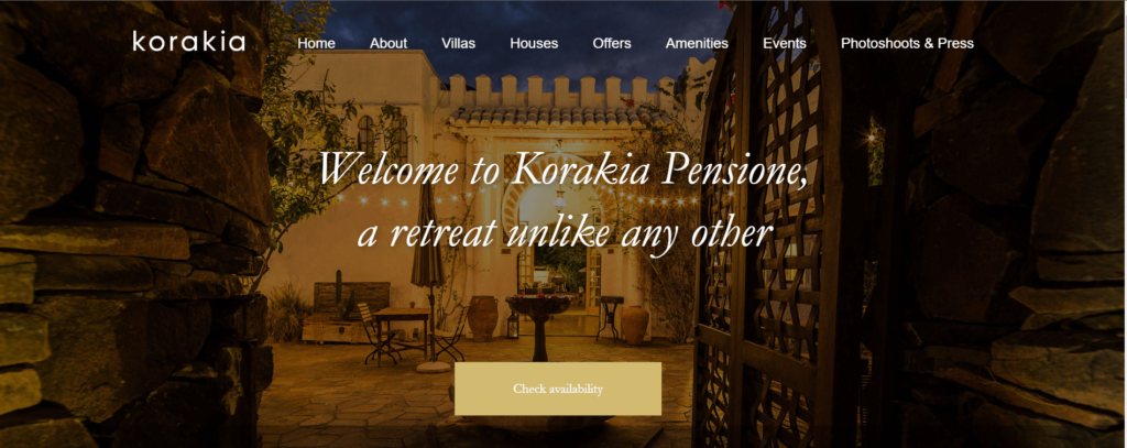Homepage of Korakia Pensione / korakia.com