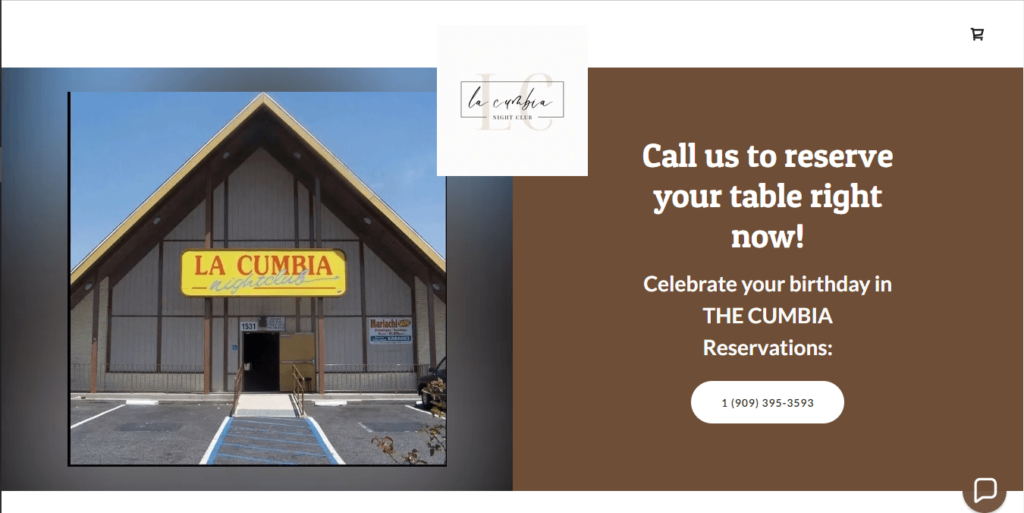 Homepage of La Cumbia Night Club / https://lacumbianightclub.com

