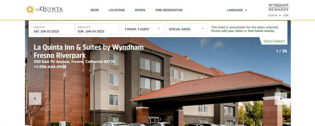 Homepage of La Quinta / wyndhamhotels.com