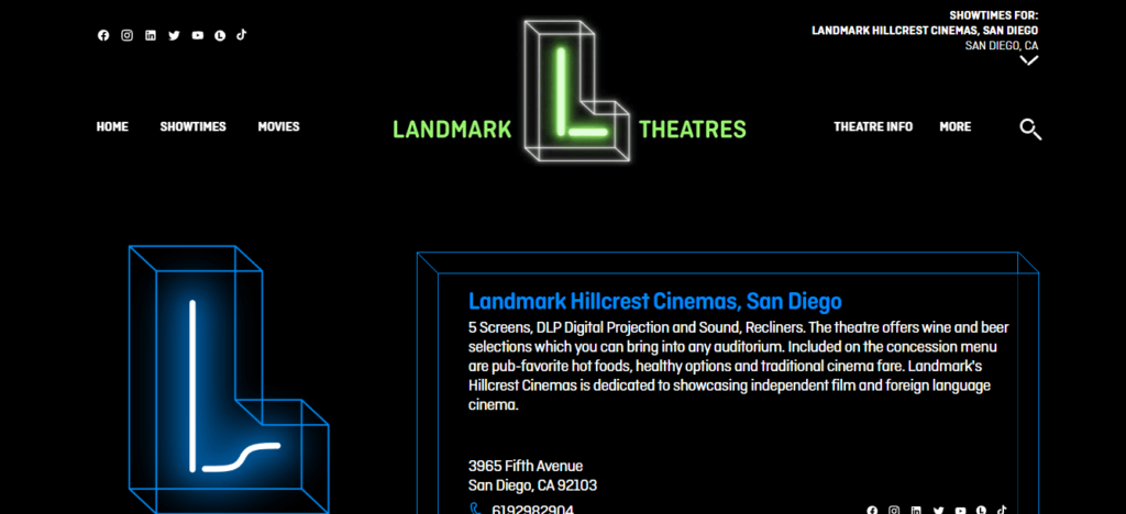 Homepage of Landmark's Hillcrest Cinemas /
Link: landmarktheatres.com