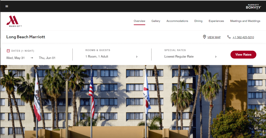 Homepage of Long Beach Marriott / https://www.marriott.com/en-us/hotels/lgblb-long-beach-marriott/overview
