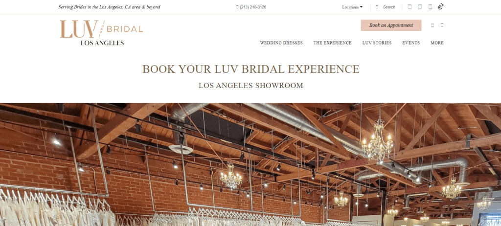 Homepage of Luv Bridal / la.luvbridal.com