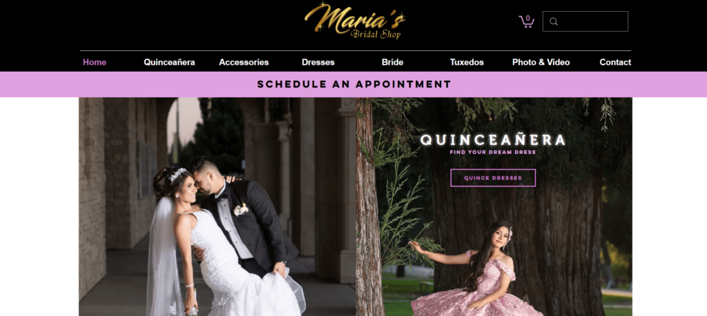 Homepage of Maria's Bridal Shop / mariasbridalshop.com