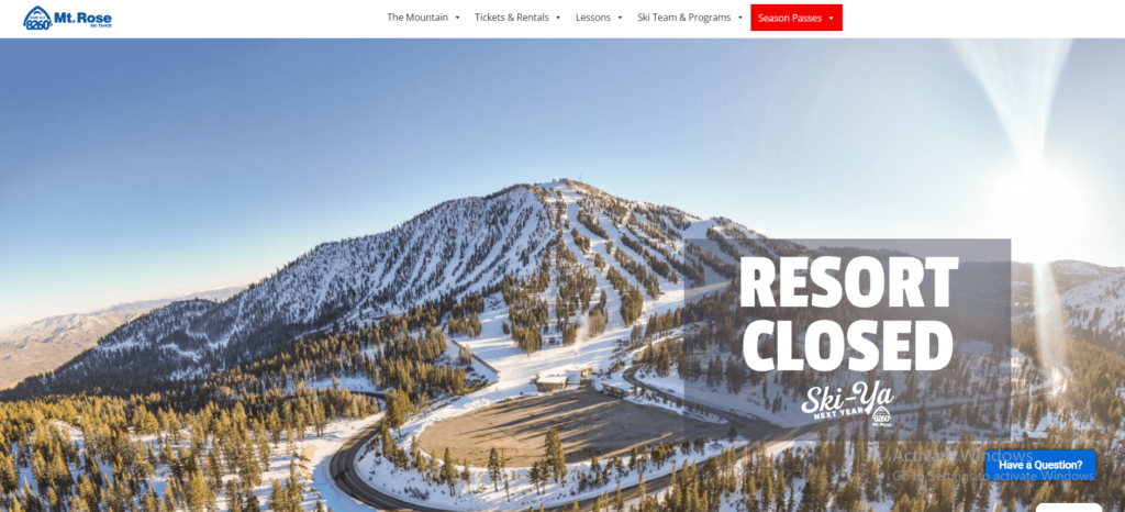Homepage of Mount Rose Ski Tahoe / skirose.com