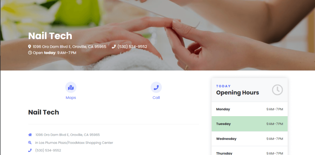 Homepage of Nail Tech / https://nail-tech-oroville.edan.io