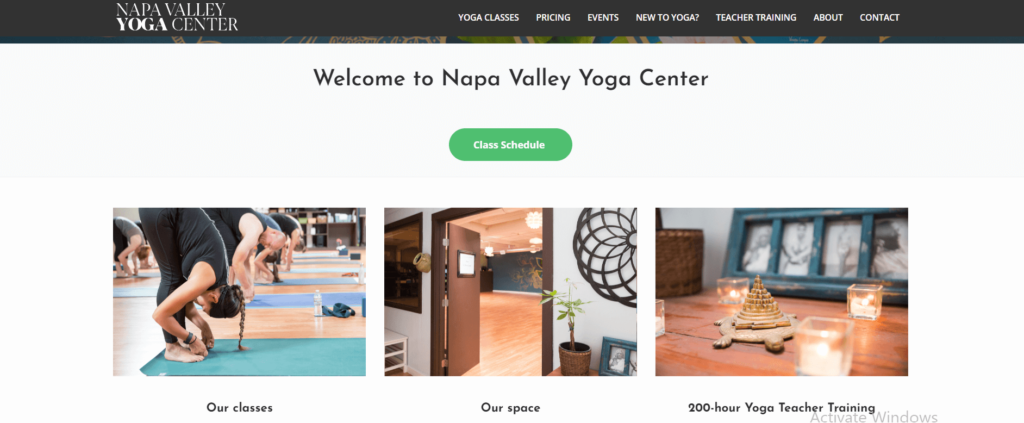 Homepage of Napa Valley Yoga Center / napavalleyyogacenter.com